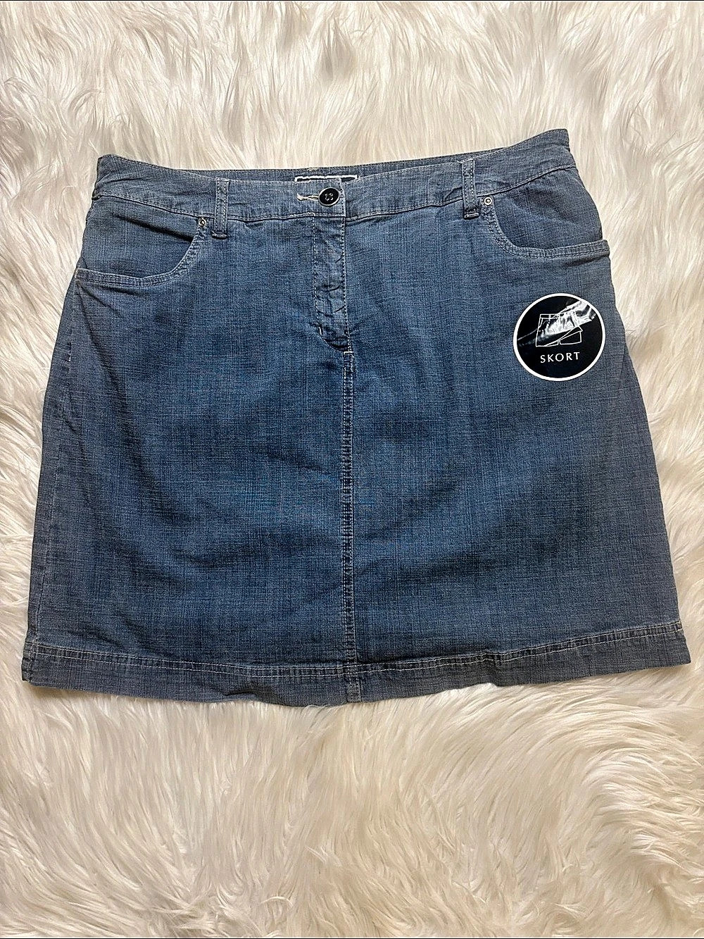 Karen Scott Petites Denim Skort in Blue Size 14P NWT